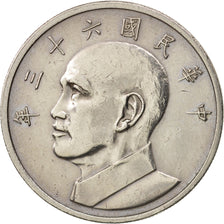 CHINA, REPUBLIC OF, TAIWAN, 5 Yüan, 1974, EF(40-45), Copper-nickel, KM:548