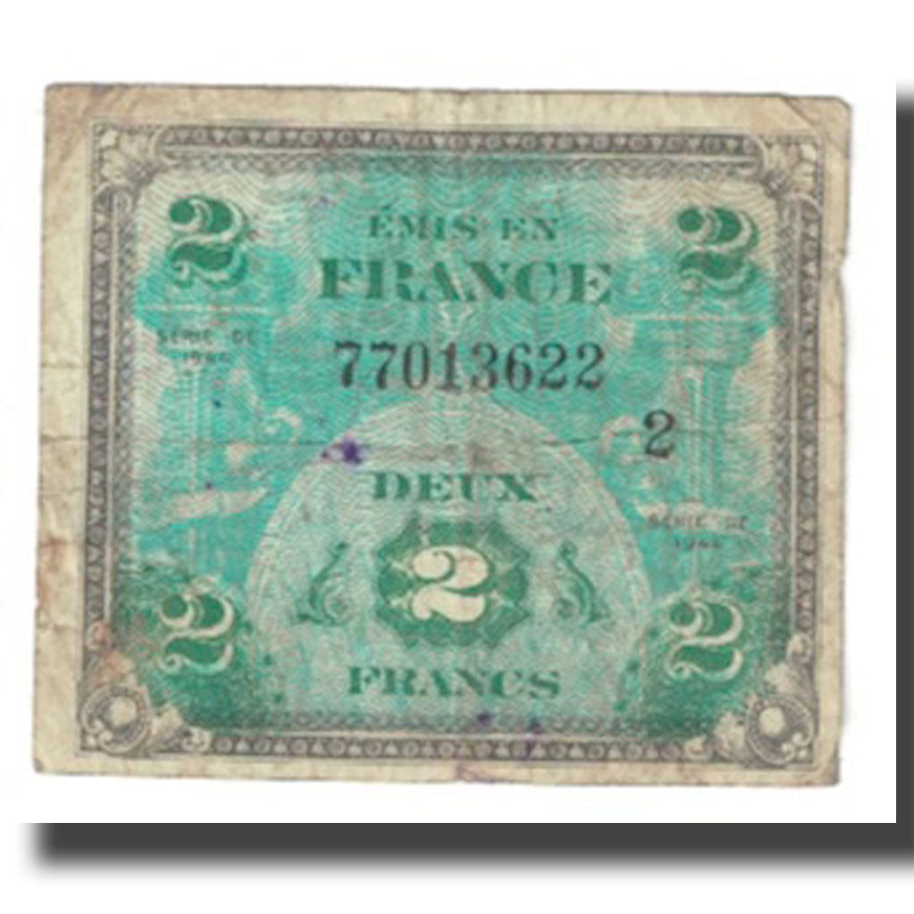 France, 2 Francs, Flag/France, 1944, VF(20-25), Fayette:VF 16.01, KM:114a