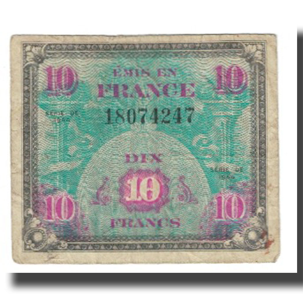 France, 10 Francs, Drapeau/France, 1944, TB, Fayette:VF18.01, KM:116a