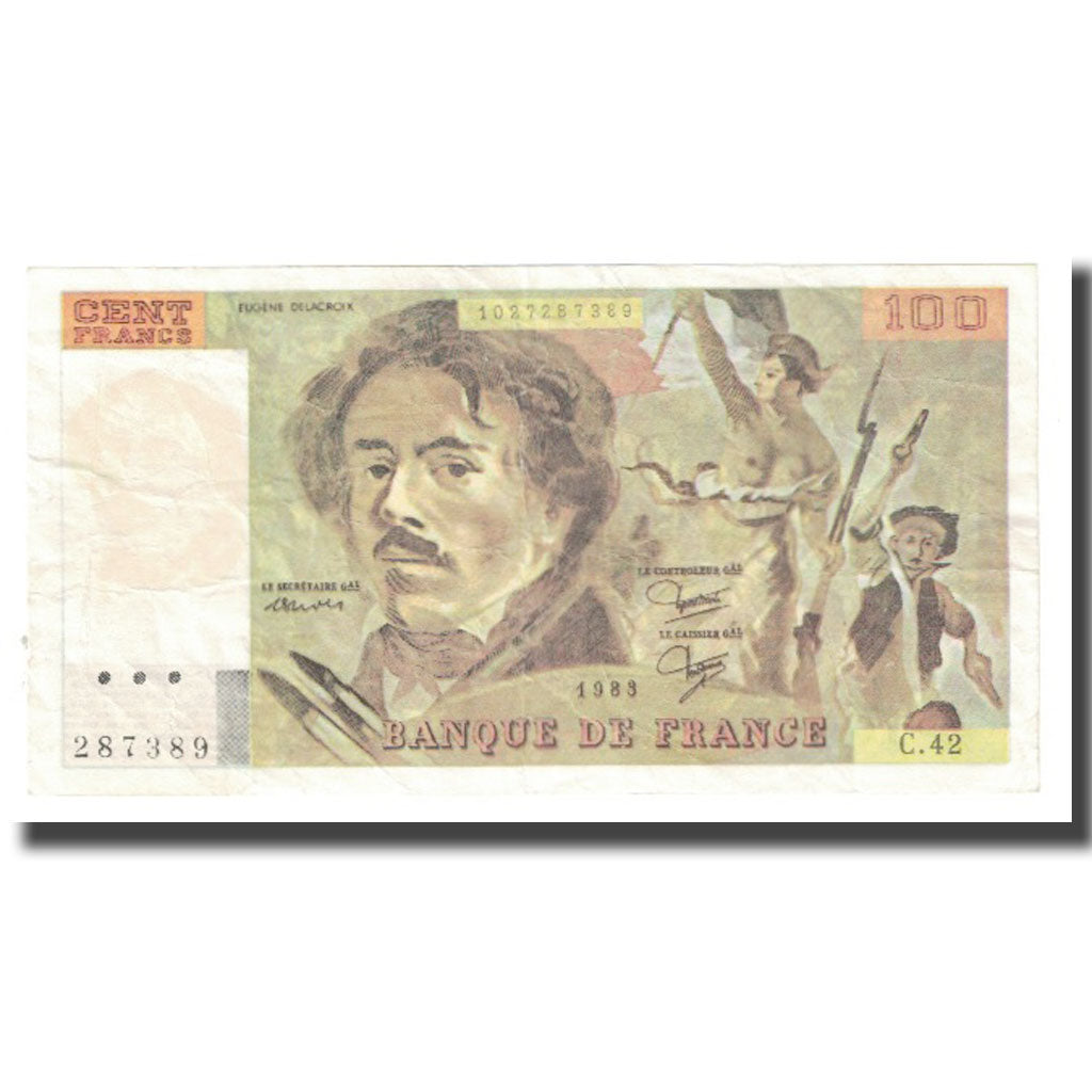 France, 100 Francs, Delacroix, 1983, FAUX, EF(40-45)