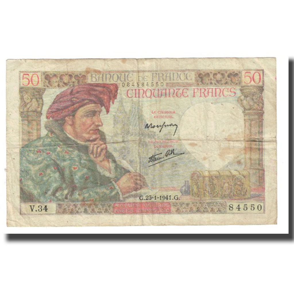 Frankreich, 50 Francs, Jacques Coeur, 1941, P. Rousseau and R. Favre-Gilly