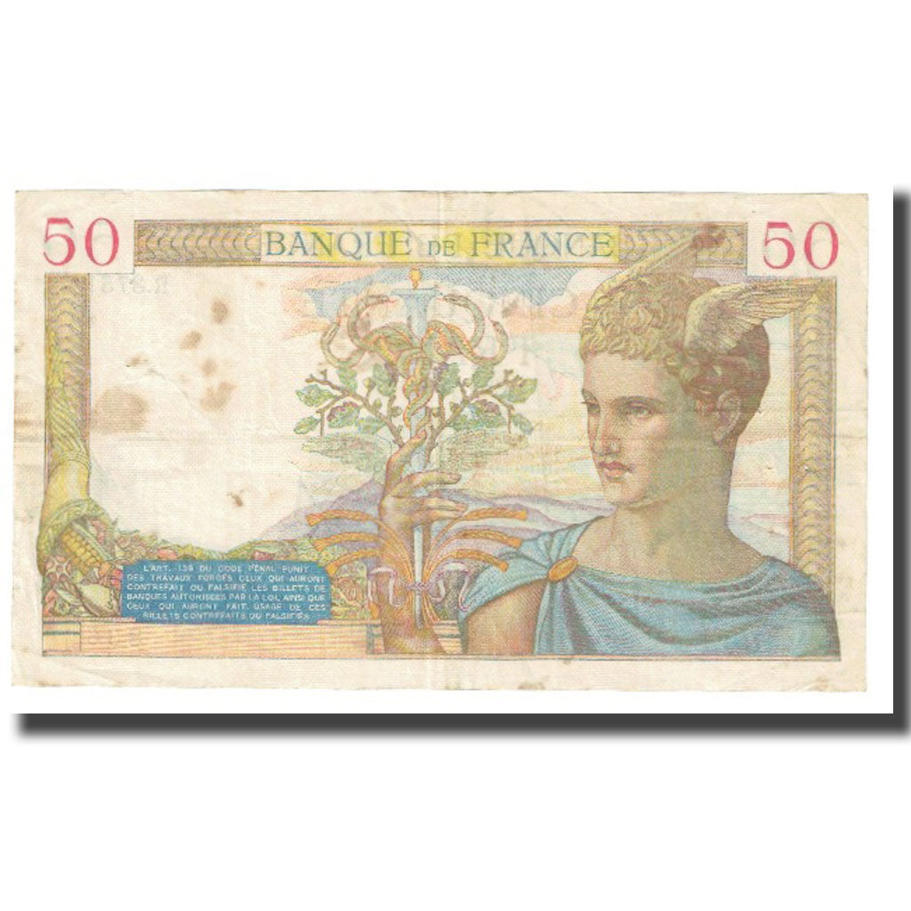 France, 50 Francs, Cérès, 1935, P. Rousseau and R. Favre-Gilly, 1935-12-19