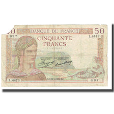 France, 50 Francs, Cérès, 1936, P. Rousseau and R. Favre-Gilly, 1936-05-28