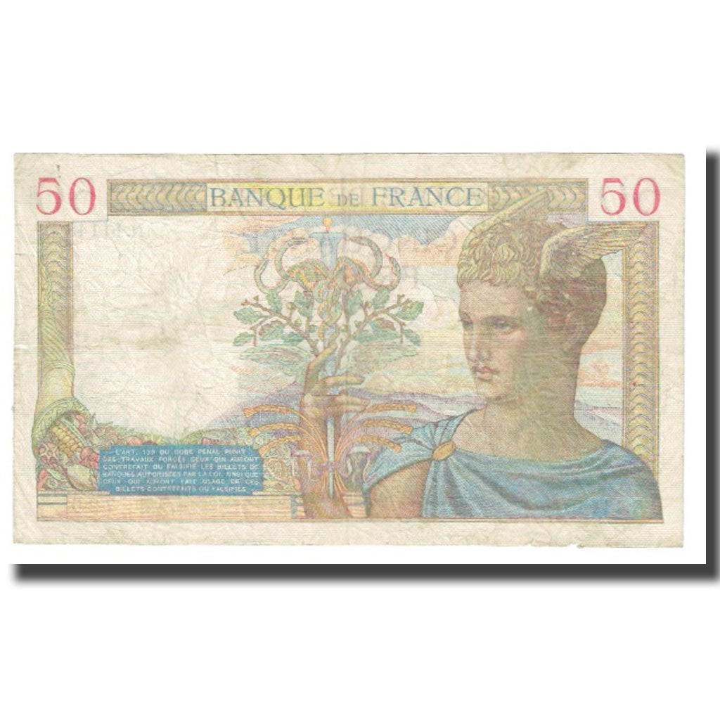 France, 50 Francs, Cérès, 1939, P. Rousseau and R. Favre-Gilly, 1939-09-28