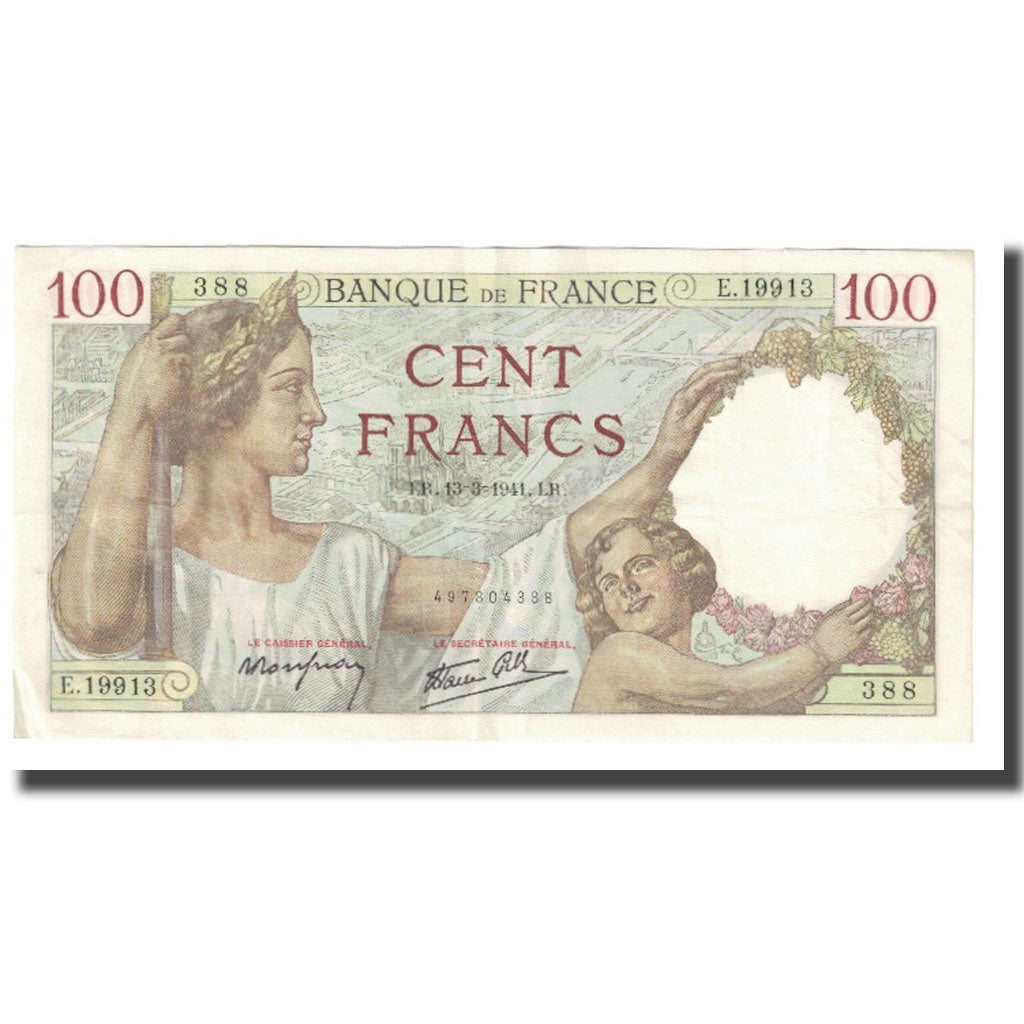 France, 100 Francs, Sully, 1941, P. Rousseau and R. Favre-Gilly, 1941-03-13