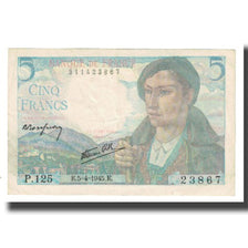 France, 5 Francs, Berger, 1945, P. Rousseau and R. Favre-Gilly, 1945-04-05, TTB