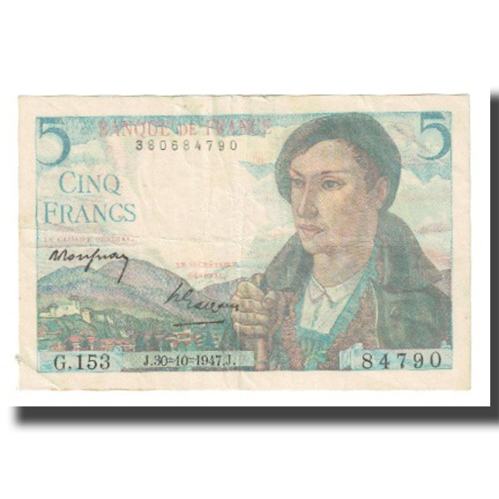 France, 5 Francs, Berger, 1947, P. Rousseau and R. Favre-Gilly, 1947-10-30