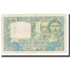 France, 20 Francs, Science et Travail, 1940, P. Rousseau and R. Favre-Gilly