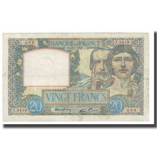 Francia, 20 Francs, Science et Travail, 1941, P. Rousseau and R. Favre-Gilly