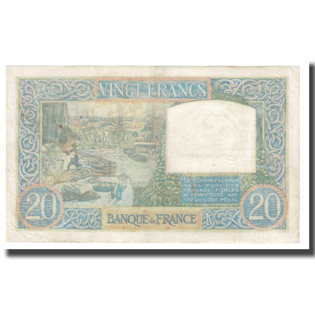 France, 20 Francs, Science et Travail, 1941, P. Rousseau and R. Favre-Gilly