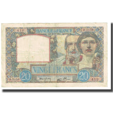 França, 20 Francs, Science et Travail, 1941, P. Rousseau and R. Favre-Gilly