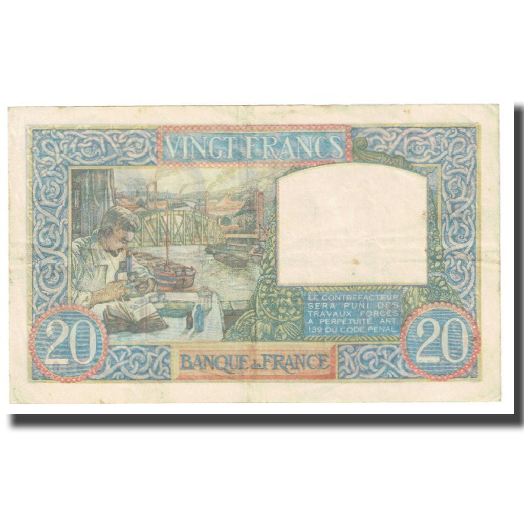 França, 20 Francs, Science et Travail, 1941, P. Rousseau and R. Favre-Gilly