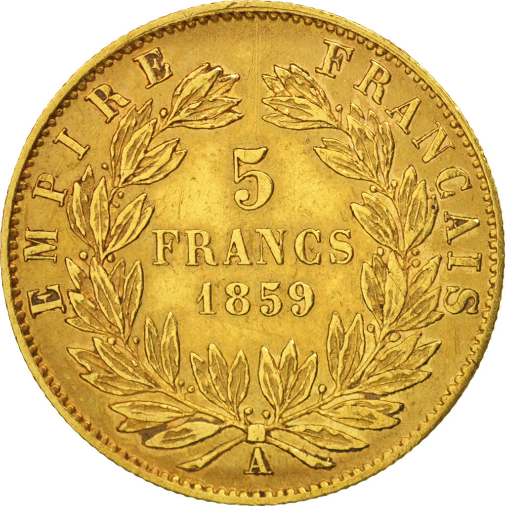 Frankreich,Napoleon III,5 Francs,1859,Paris,EF(40-45),Gold,KM 787.1,Gadoury1001