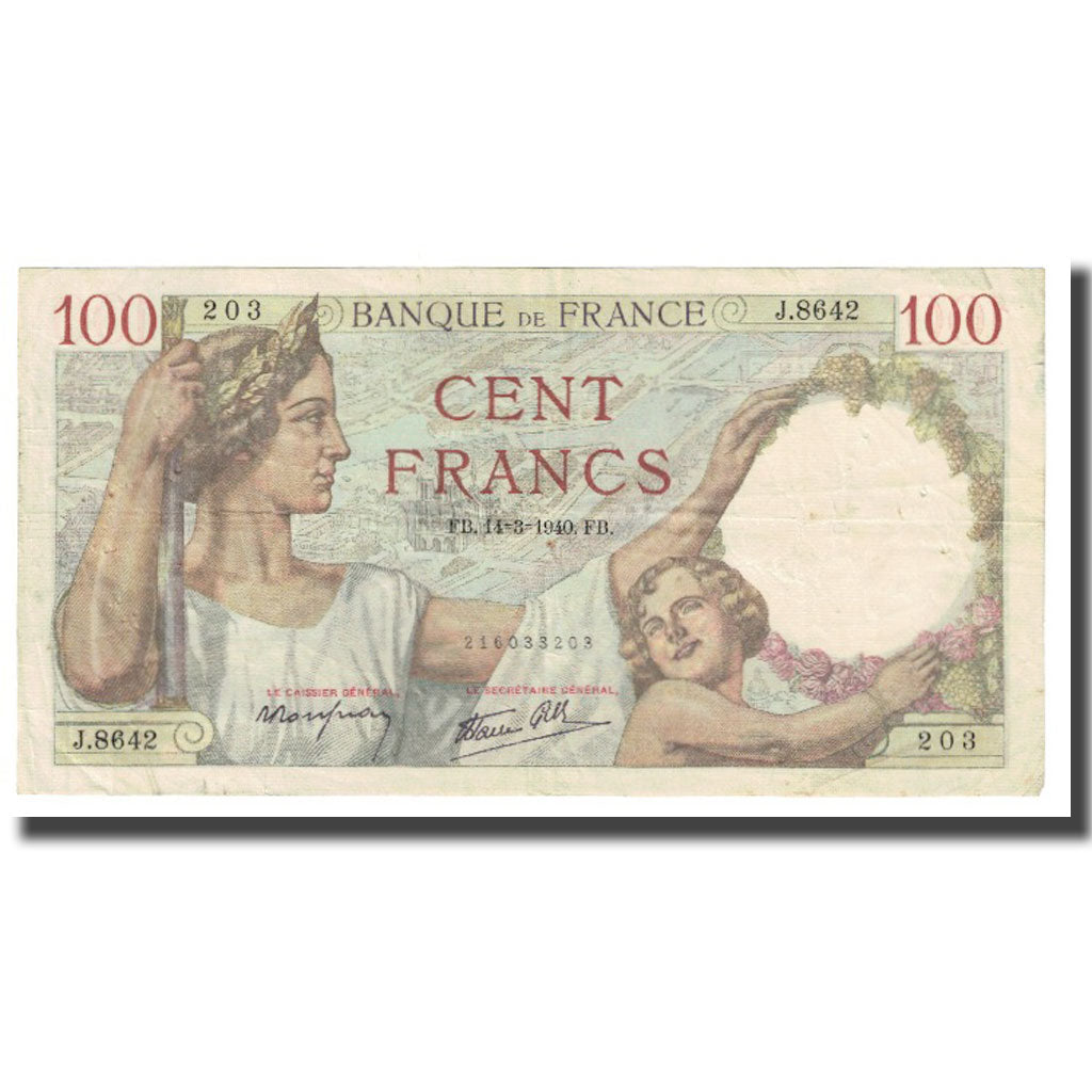 France, 100 Francs, Sully, 1940, P. Rousseau and R. Favre-Gilly, 1940-03-14, TB