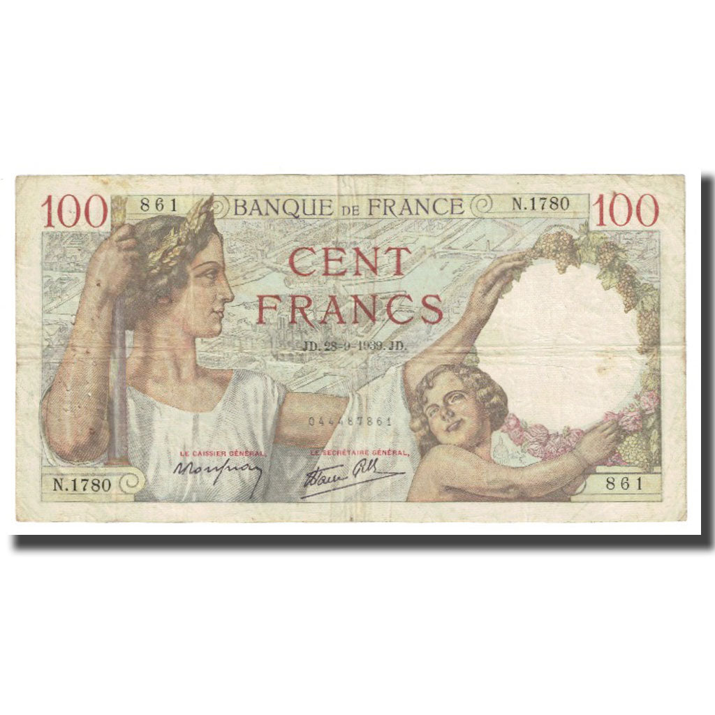 Francia, 100 Francs, Sully, 1939, P. Rousseau and R. Favre-Gilly, 1939-09-28
