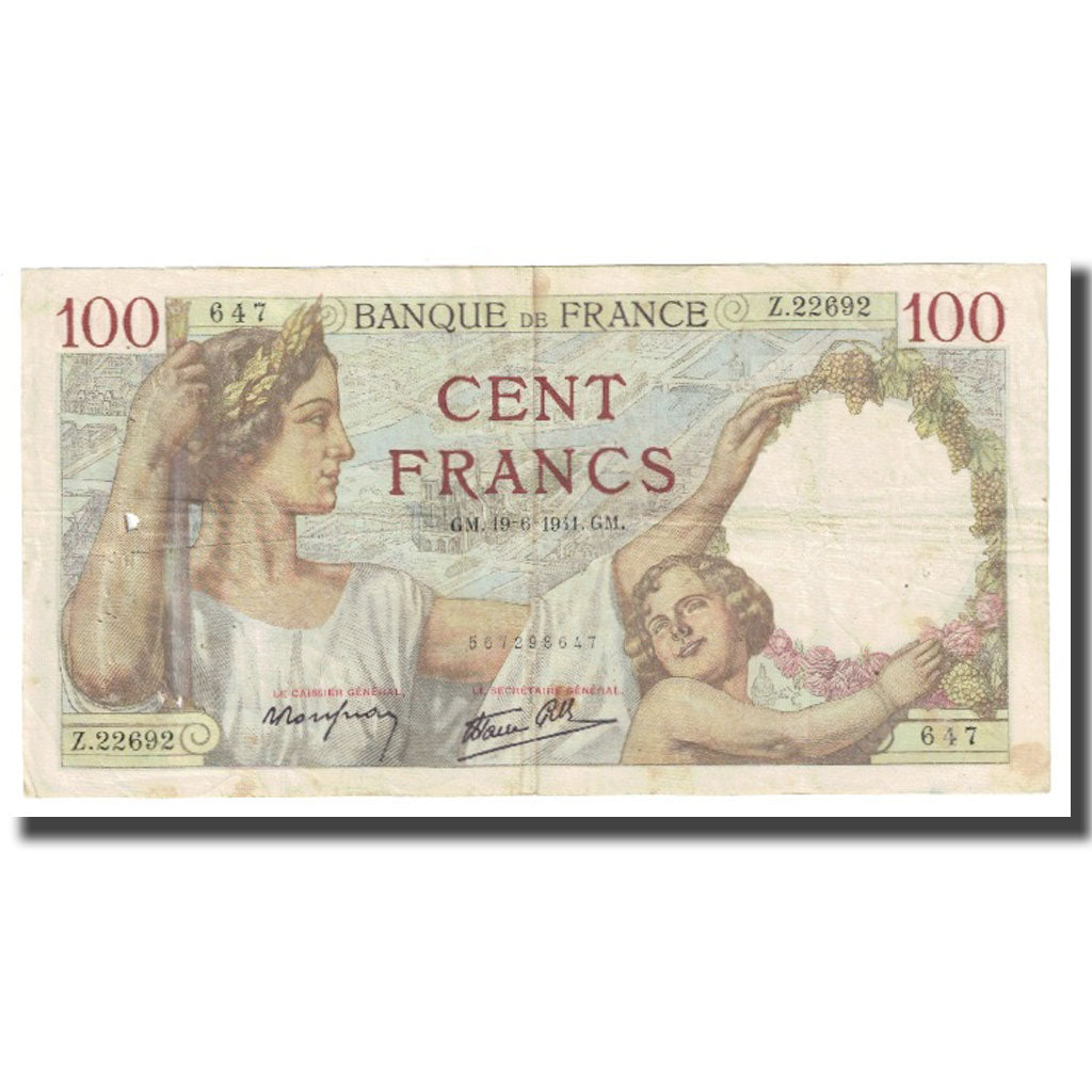 França, 100 Francs, Sully, 1940, P. Rousseau and R. Favre-Gilly, 1940-12-19