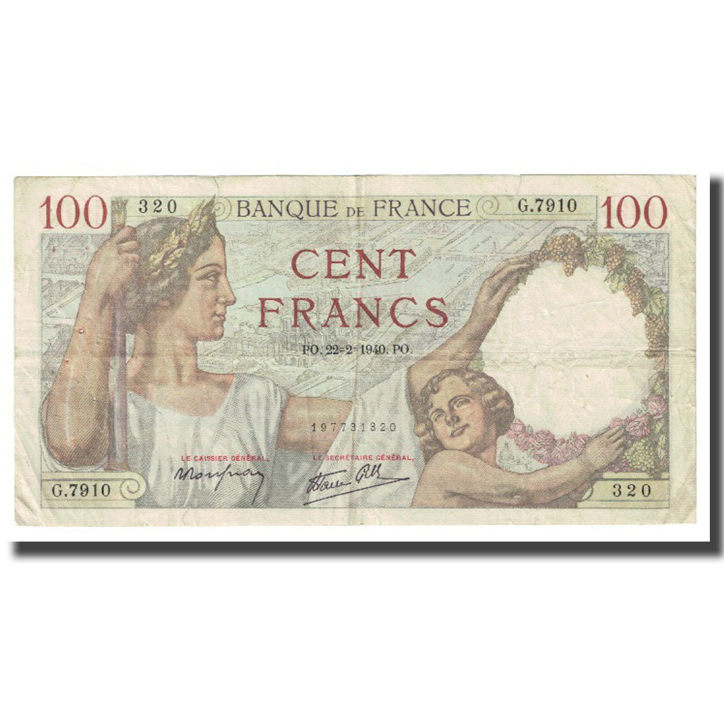 Frankrijk, 100 Francs, Sully, 1940, P. Rousseau and R. Favre-Gilly, 1940-02-22