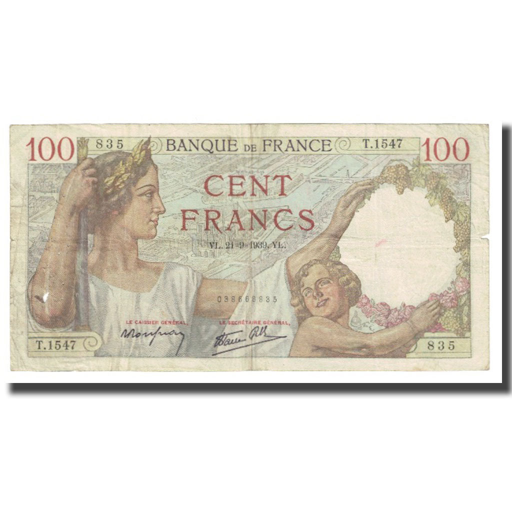 Frankreich, 100 Francs, Sully, 1939, P. Rousseau and R. Favre-Gilly, 1939-09-21
