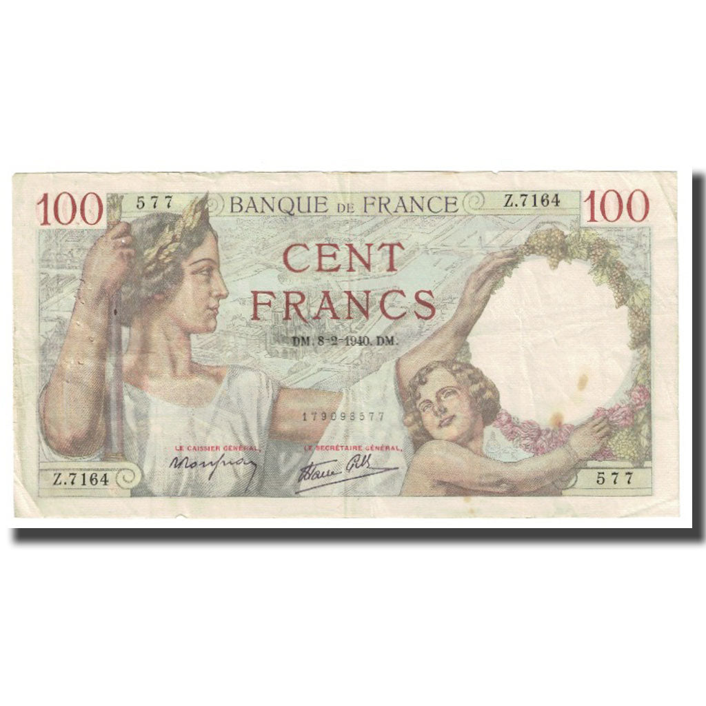 Frankrijk, 100 Francs, Sully, 1940, P. Rousseau and R. Favre-Gilly, 1940-02-08