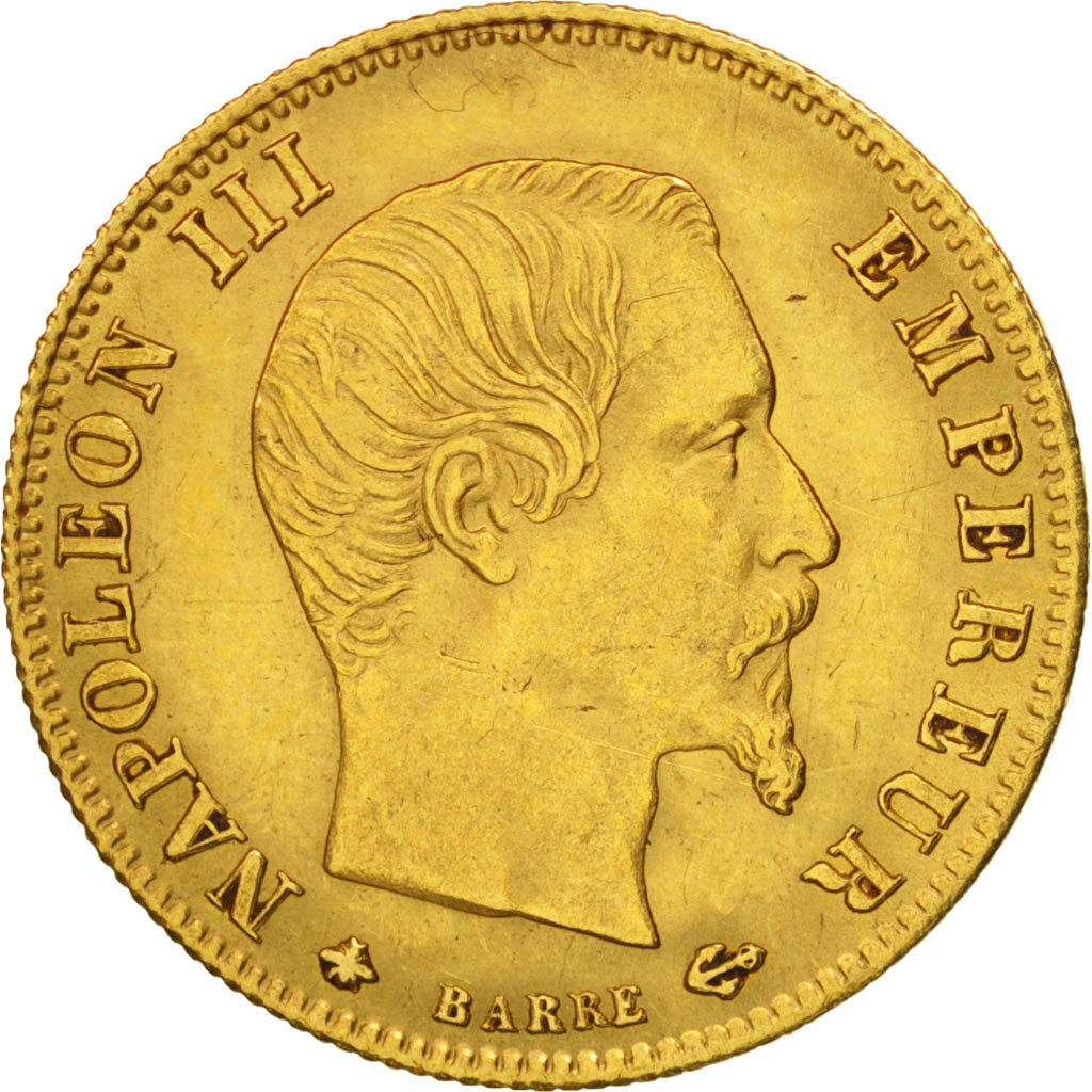 Francia, Napoleon III, Napoléon III, 5 Francs, 1860, Strasbourg, BB+, Oro, K...