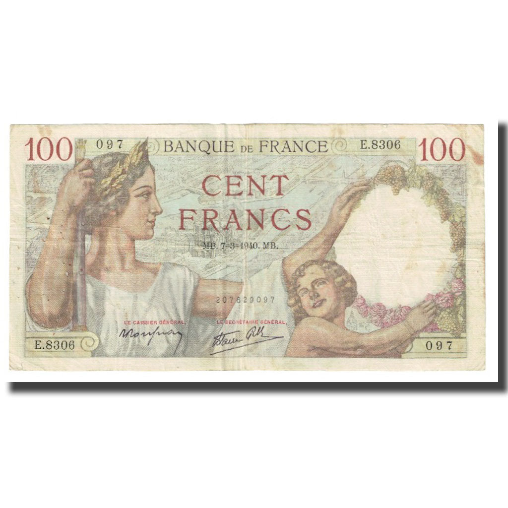 France, 100 Francs, Sully, 1940, P. Rousseau and R. Favre-Gilly, 1940-03-07