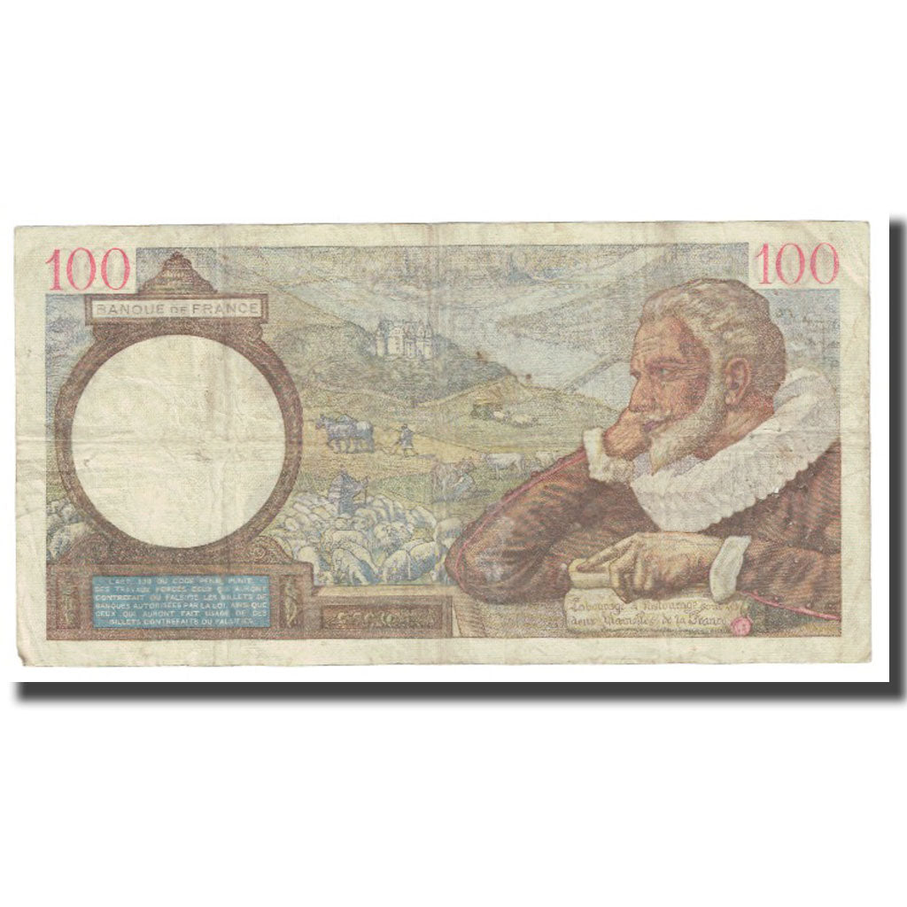 Francia, 100 Francs, Sully, 1939, P. Rousseau and R. Favre-Gilly, 1939-10-19