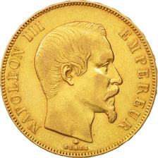 France, Napoleon III, 50 Francs, 1858, Strasbourg, VF(30-35),KM785.2,Gadoury1111