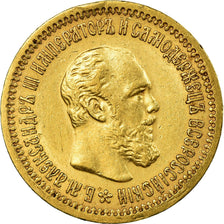 Moneda, Rusia, Alexander III, 5 Roubles, 1889, St. Petersburg, MBC, Oro, KM:42