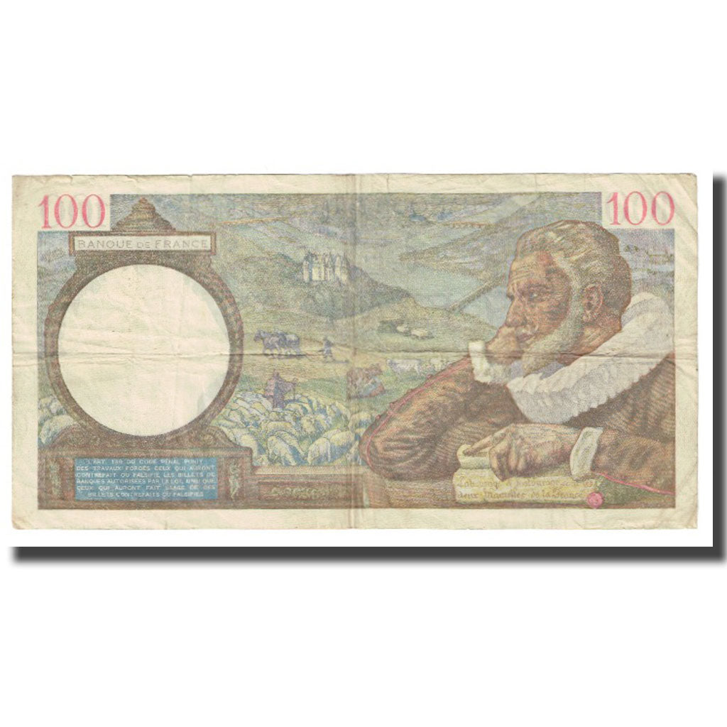 Francia, 100 Francs, Sully, 1941, P. Rousseau and R. Favre-Gilly, 1941-04-17
