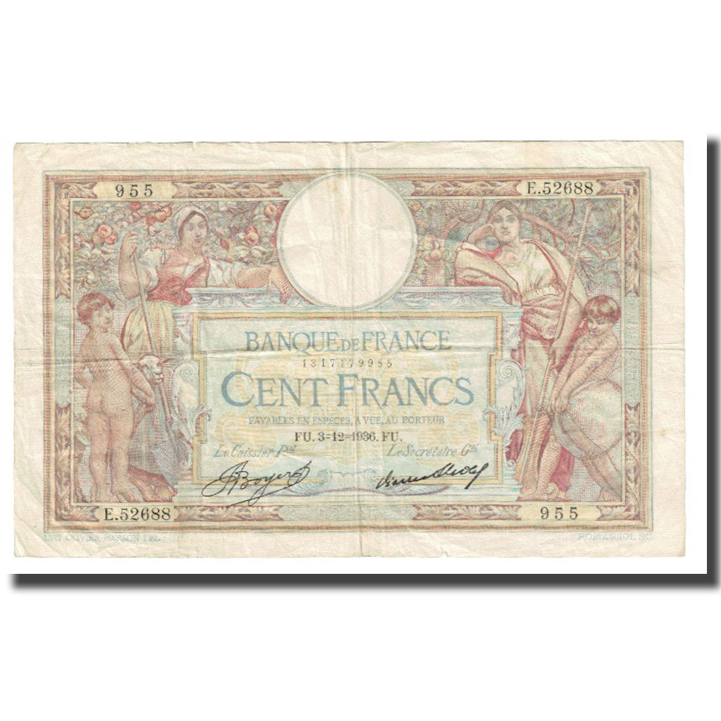 Frankreich, 100 Francs, Luc Olivier Merson, 1936, P. Rousseau and R.