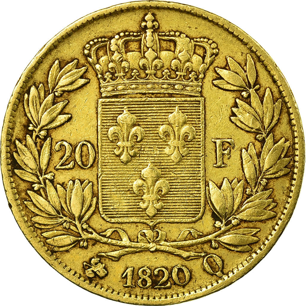 Coin, France, Louis XVIII, Louis XVIII, 20 Francs, 1820, Perpignan, VF(30-35)