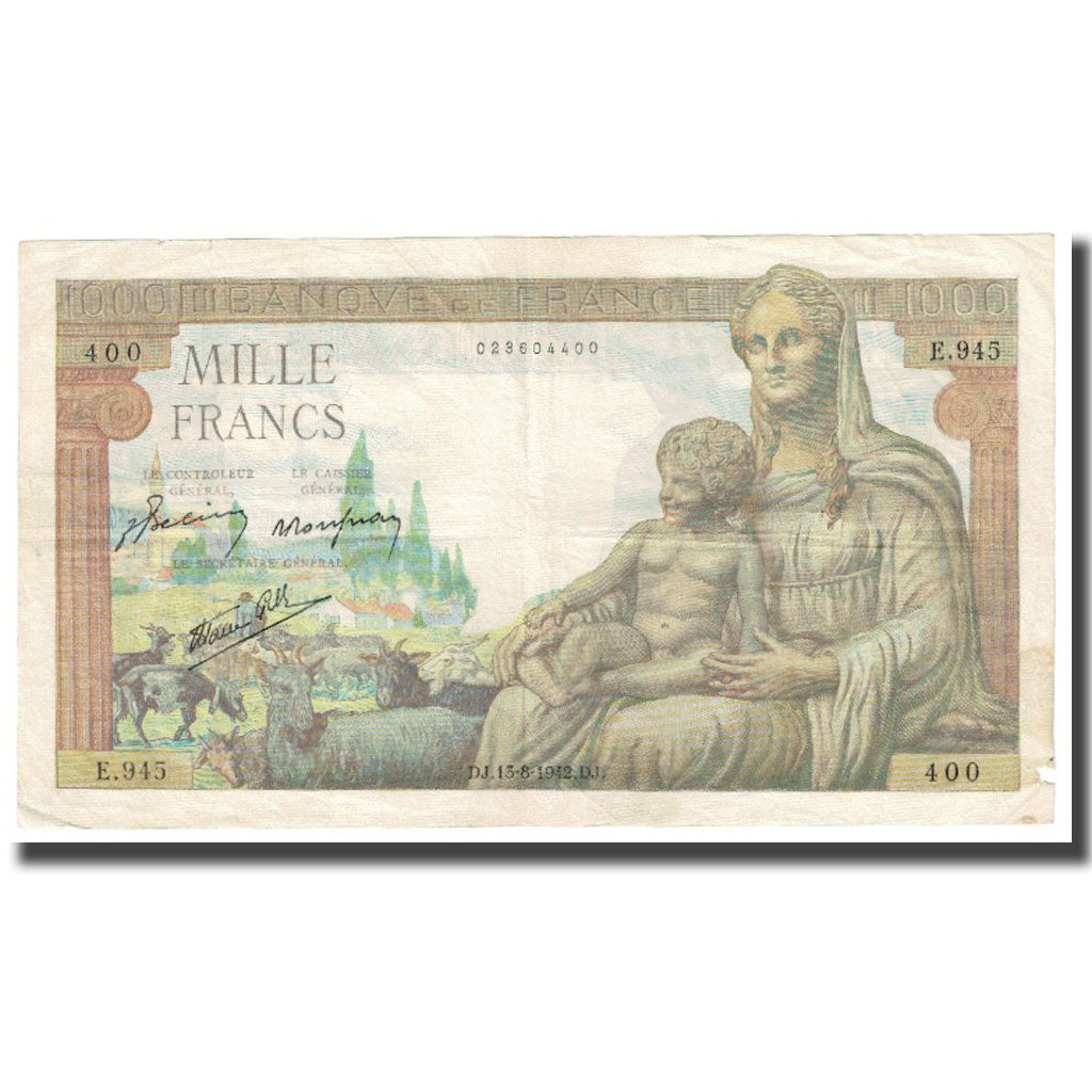 Frankrijk, 1000 Francs, Déesse Déméter, 1942, P. Rousseau and R. Favre-Gilly