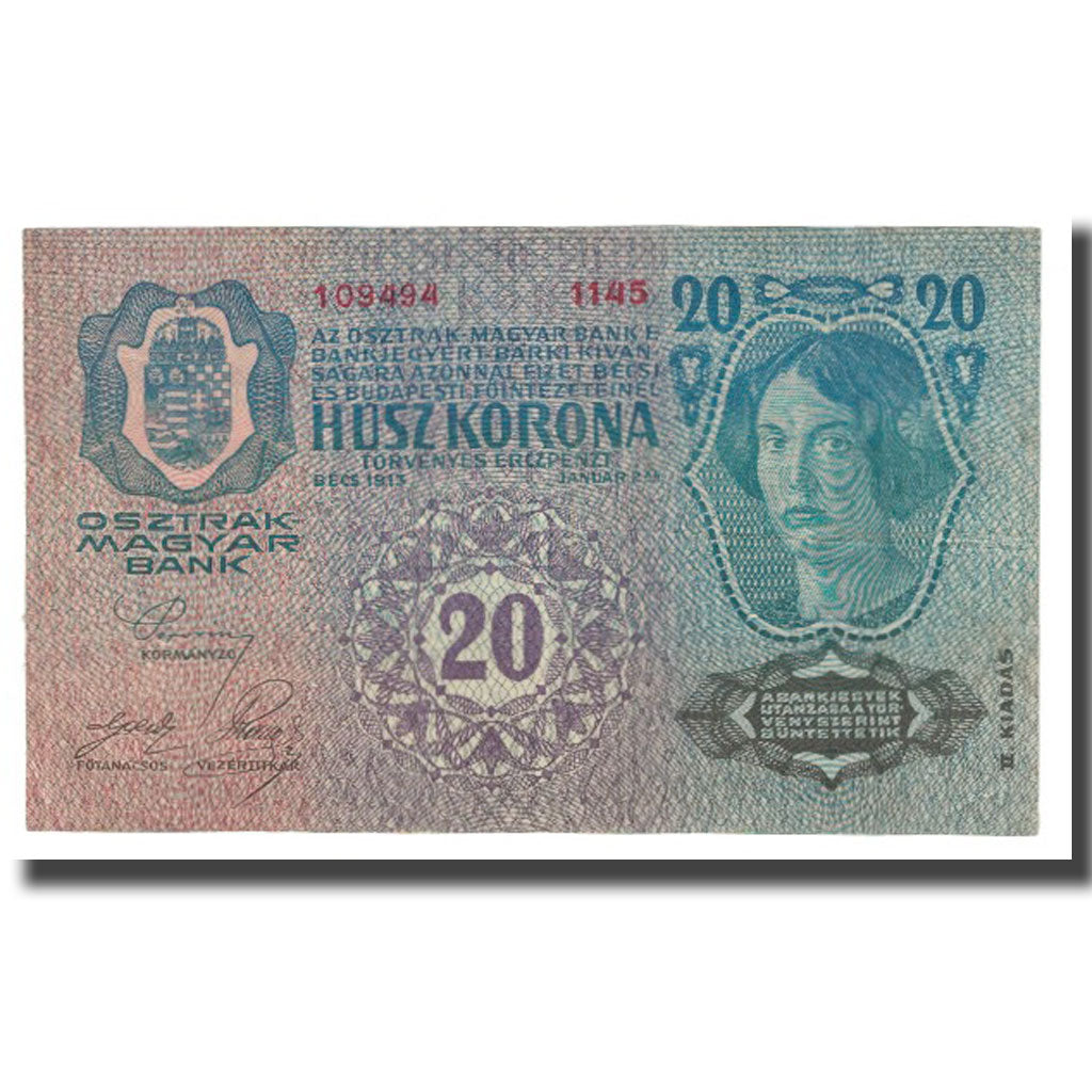 Banknote, Hungary, 20 Korona, 1913, 1913-01-02, KM:23, UNC(63)
