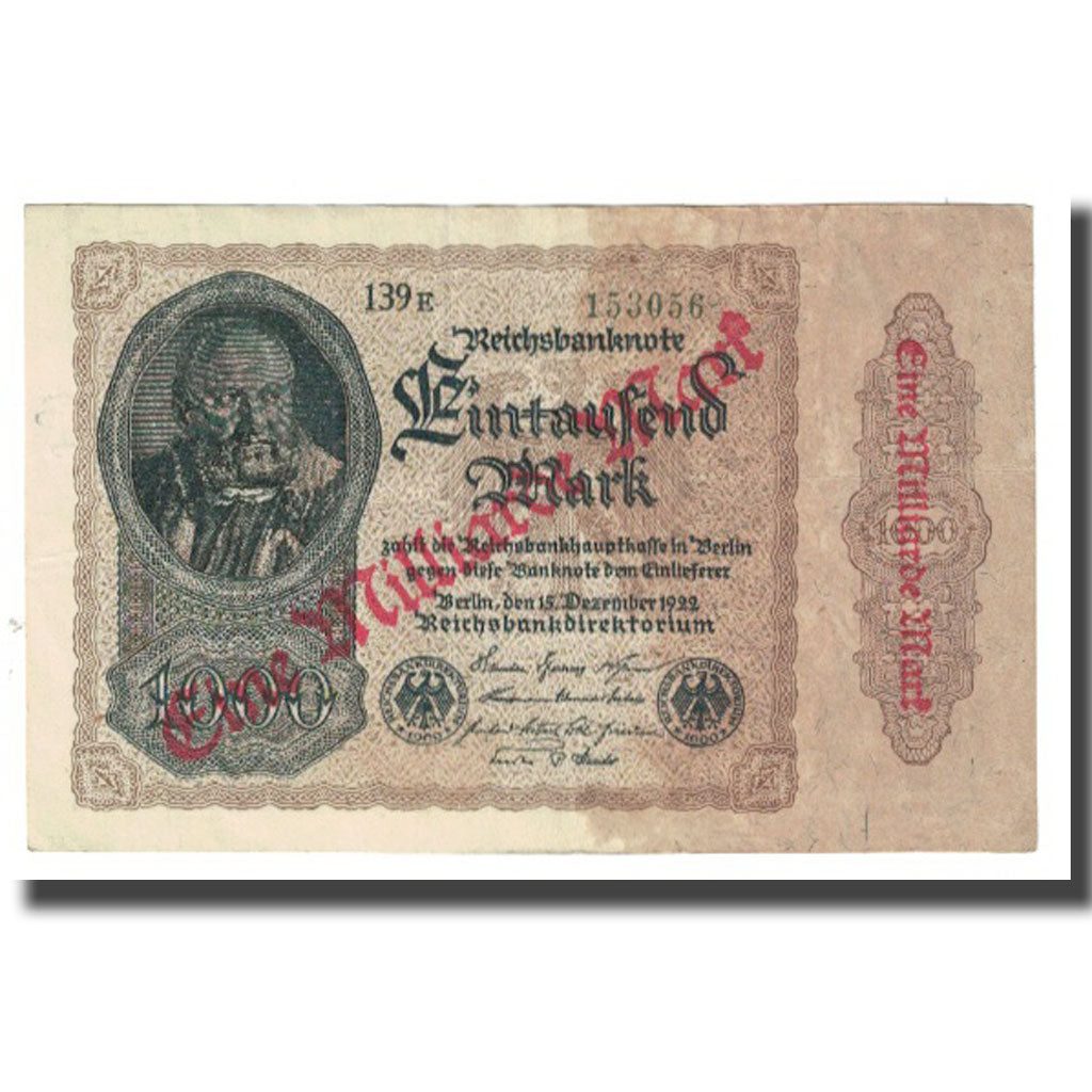 Banknote, Germany, 1 Milliarde Mark on 1000 Mark, 1922, 1922-12-15, KM:113a