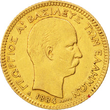 Greece, George I, 20 Drachmai, 1884, Paris, EF(40-45), Gold, KM:56