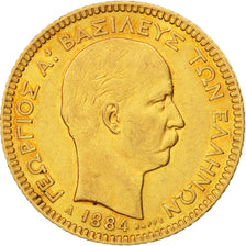 Greece, George I, 20 Drachmai, 1884, Paris, EF(40-45), Gold, KM:56