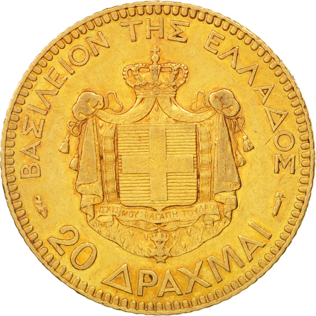 Greece, George I, 20 Drachmai, 1884, Paris, EF(40-45), Gold, KM:56