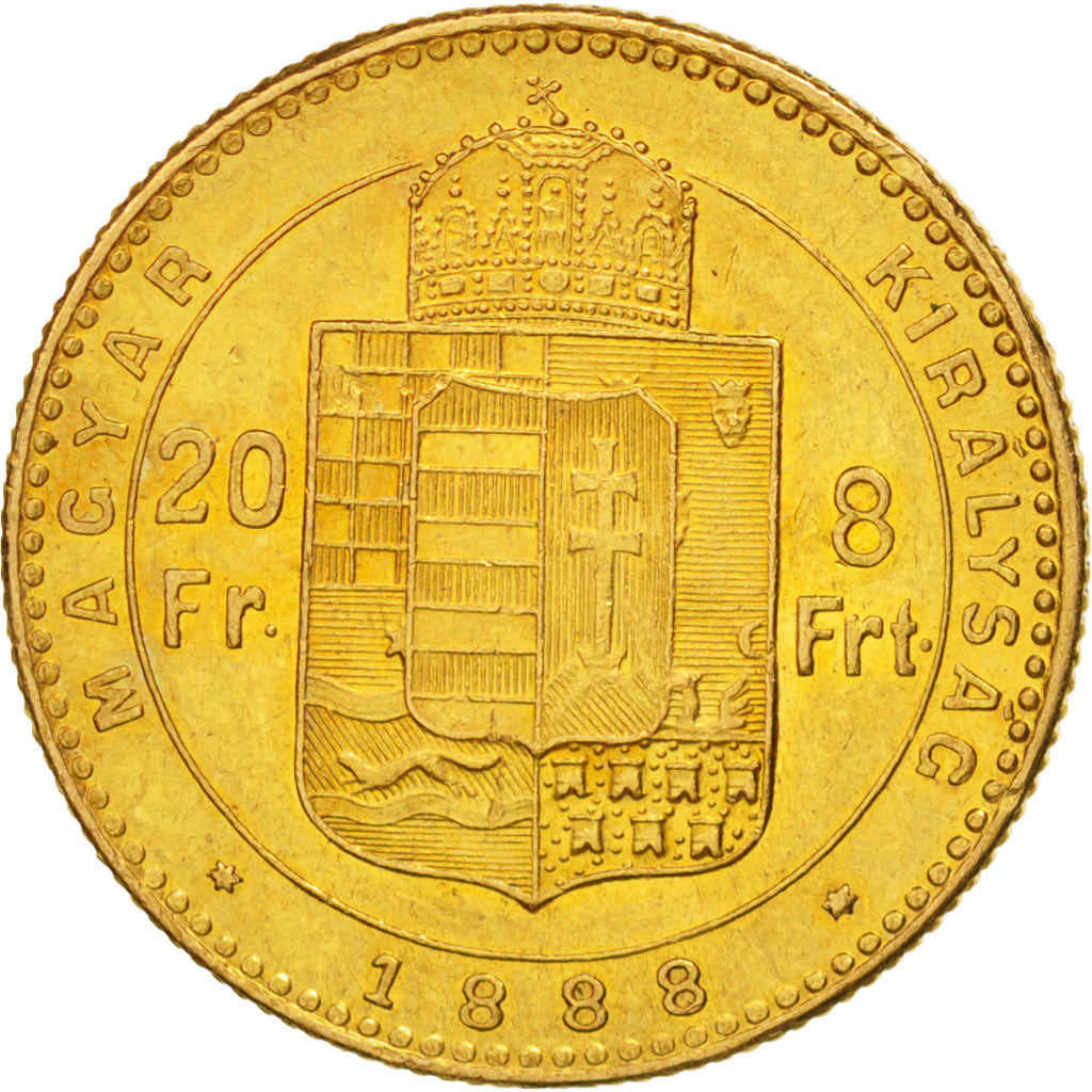 Ungarn, Franz Joseph I, 8 Forint 20 Francs, 1888, Kormoczbanya, AU(50-53), KM467
