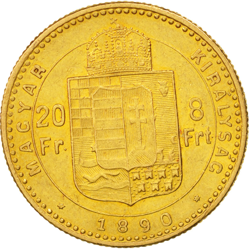 Hungary, Franz Joseph I, 8 Forint 20 Francs, 1890, Kormoczbanya, EF(40-45),KM467