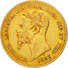 ITALIAN STATES, SARDINIA, Vittorio Emanuele II, 20 Lire, 1853, Genoa, EF(40-45)