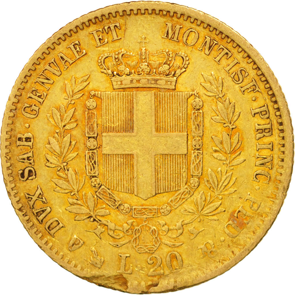 ITALIAN STATES, SARDINIA, Vittorio Emanuele II, 20 Lire, 1853, Genoa, EF(40-45)