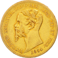 ITALIAN STATES, SARDINIA, Vittorio Emanuele II, 20 Lire, 1854, Genoa, EF(40-45)