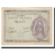 Nota, Argélia, 20 Francs, 1944, 1944-04-25, KM:92b, EF(40-45)