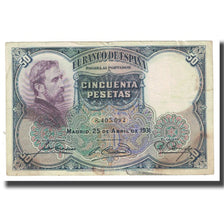 Spain, 50 Pesetas, 1931, KM:82, 1931-04-25, VF(20-25)