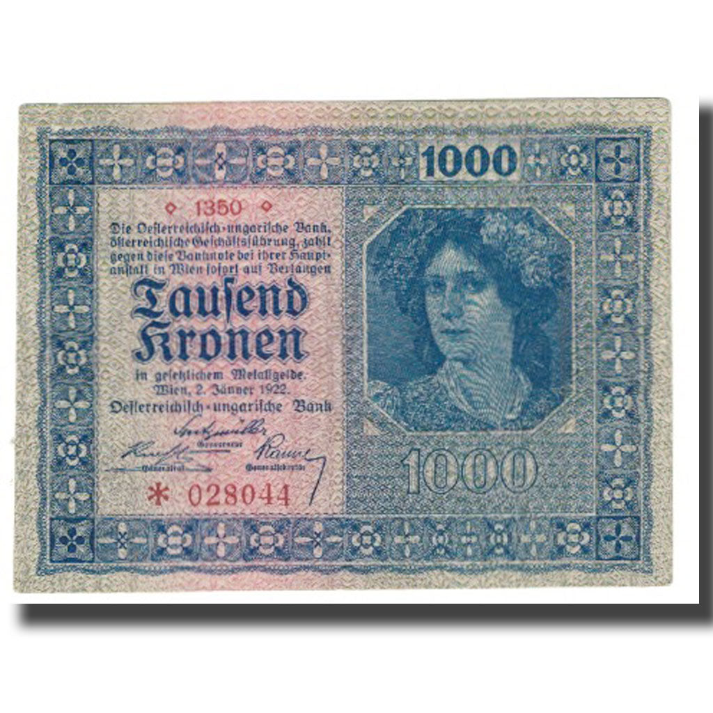 Banknote, Austria, 1000 Kronen, 1922, 1922-01-02, KM:78, EF(40-45)