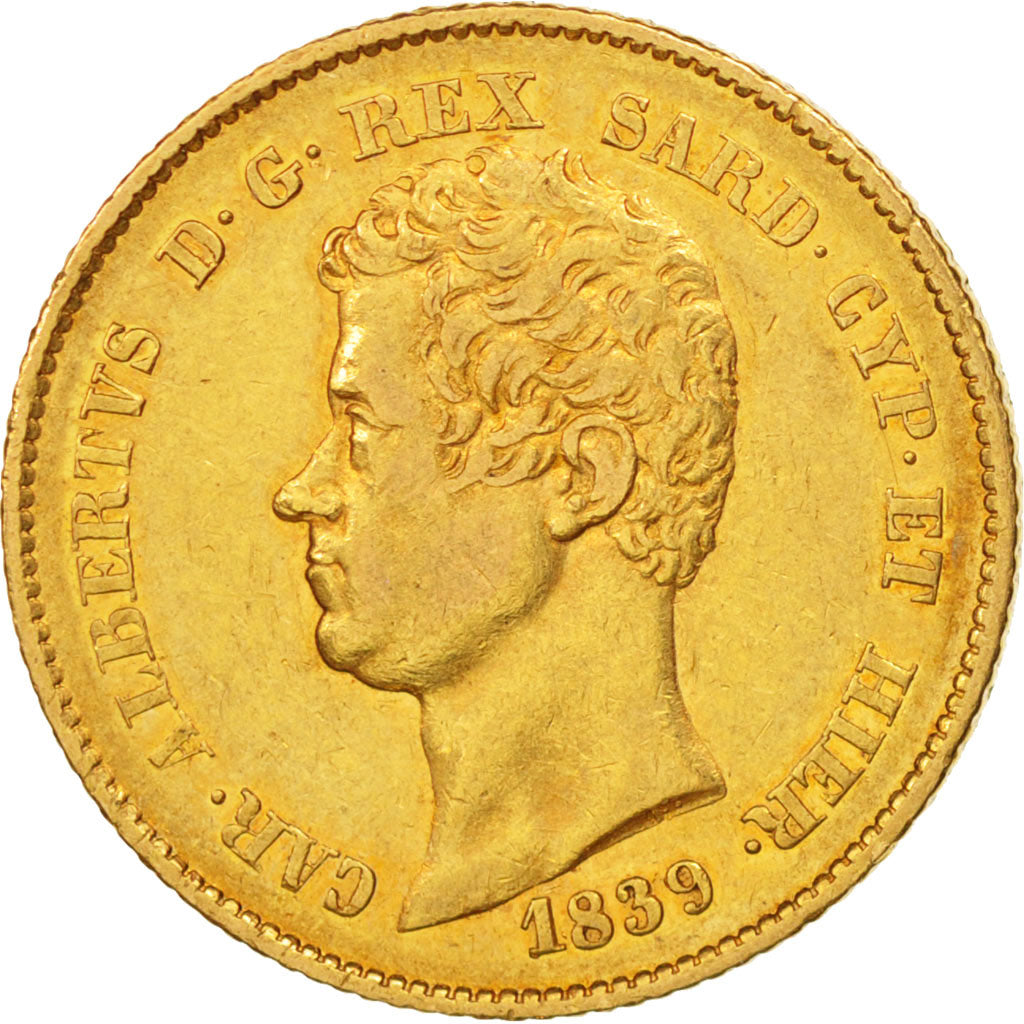 États italiens, SARDINIA, Carlo Alberto, 20 Lire, 1839, Torino, TTB+, Or,KM131.1