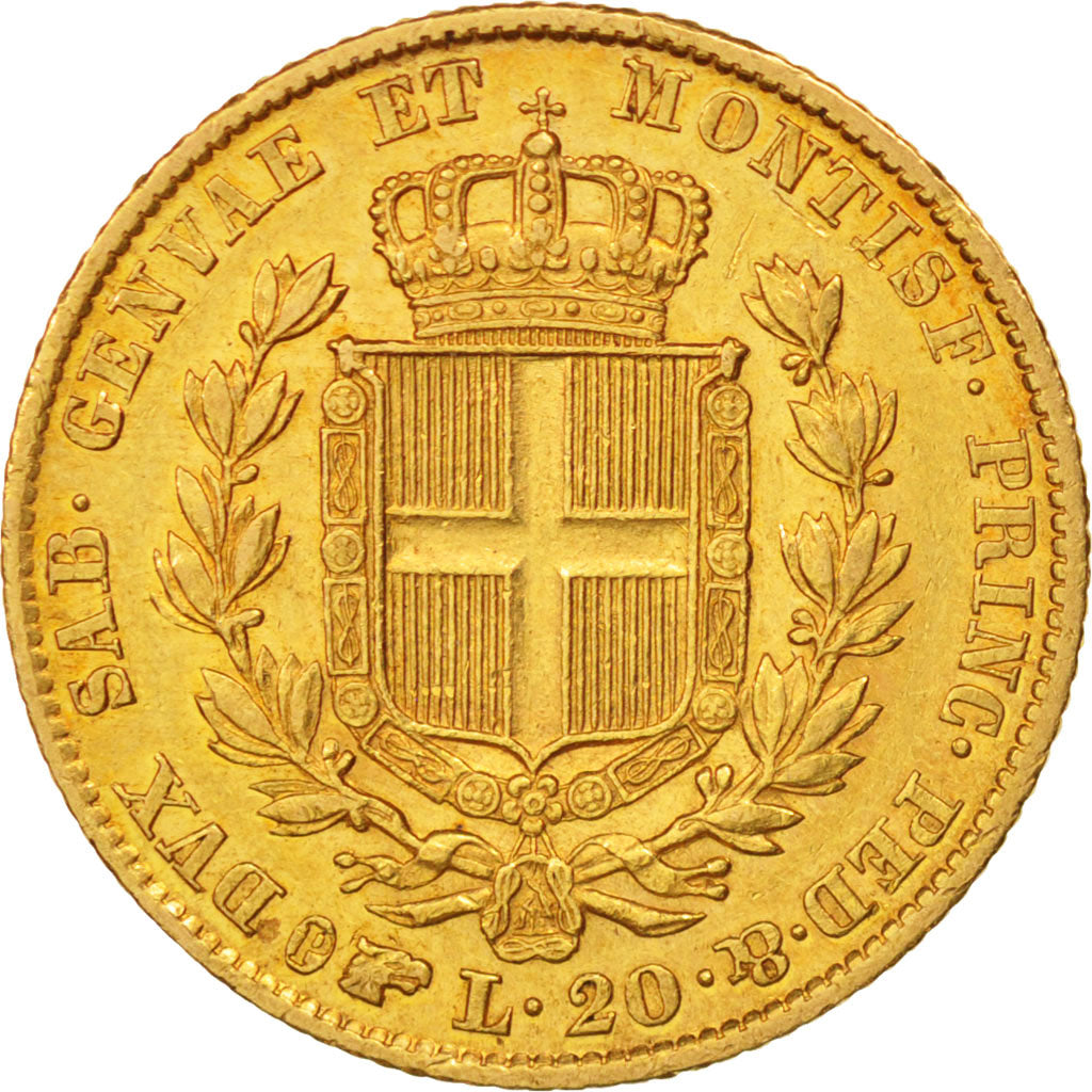 États italiens, SARDINIA, Carlo Alberto, 20 Lire, 1839, Torino, TTB+, Or,KM131.1