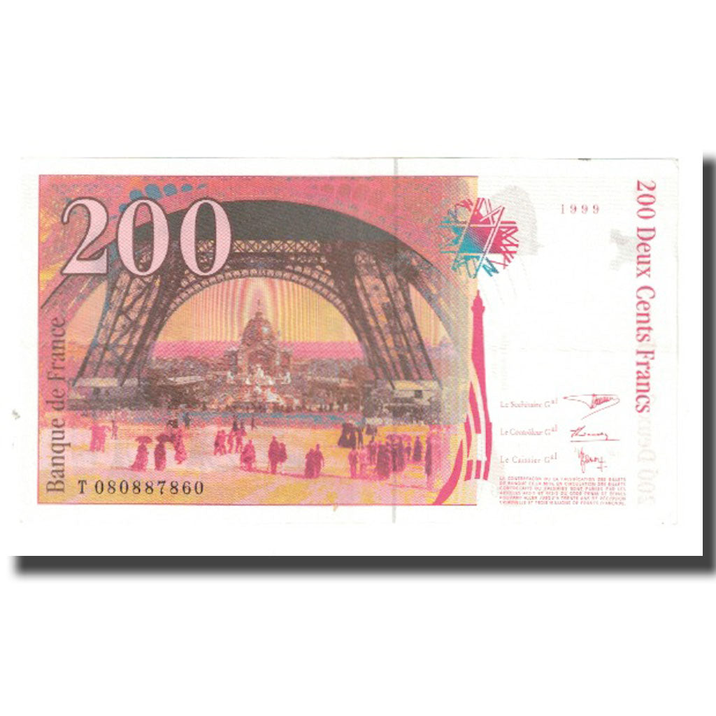 France, 200 Francs, Eiffel, 1999, BRUNEEL, BONARDIN, VIGIER, SUP, Fayette:75.5