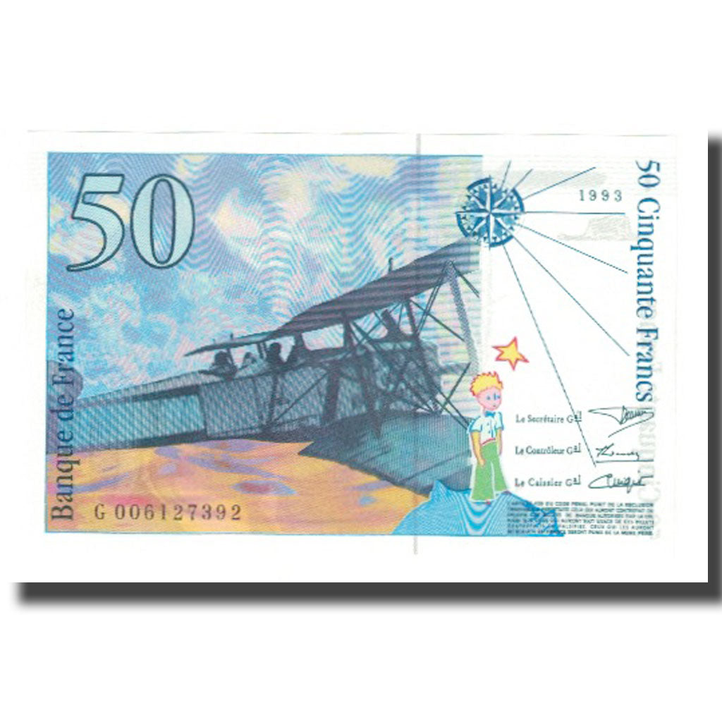 França, 50 Francs, St Exupéry, 1993, D.Bruneel-J.Bonnardin-Y.Barroux, UNC(63)