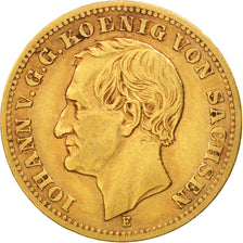 Etats allemands, SAXONY-ALBERTINE, Johann, 10 Mark, 1873, Dresde, TTB, Or,KM1232